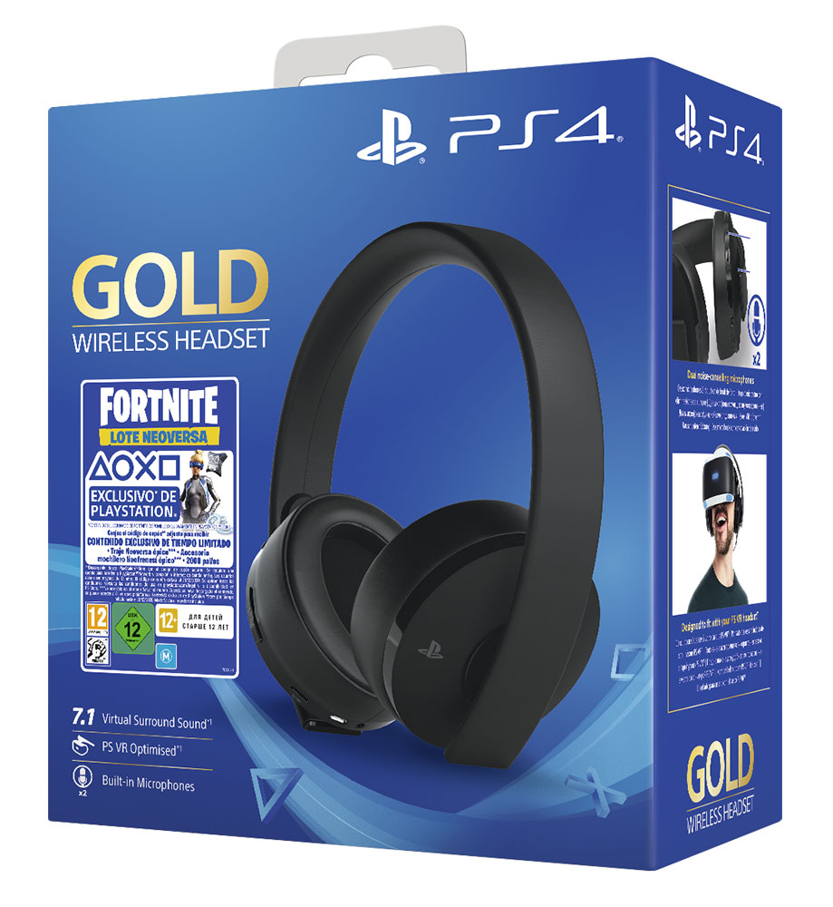 AURICULARES WIRELESS GOLD 7.1+VOUCHER FORTNITE PS4